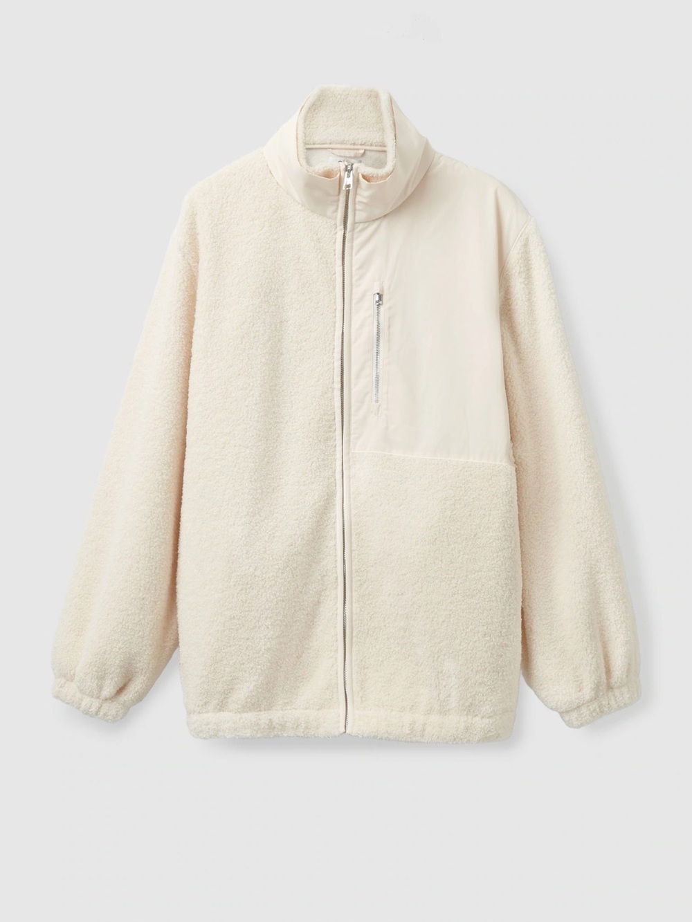 COS | Cream Sherpa Zip-Front Puffer Jacket